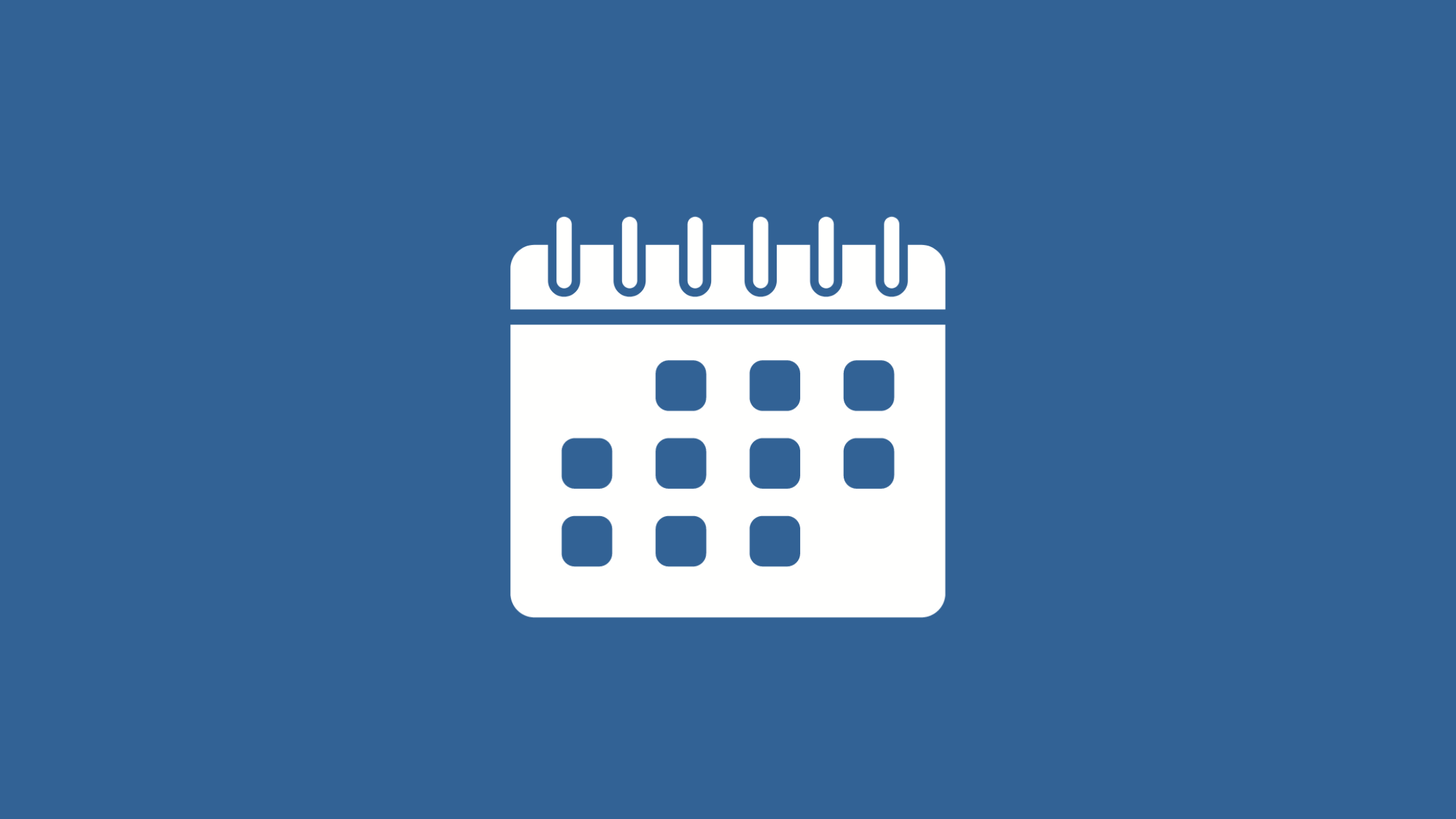 White calendar icon against a blue background.